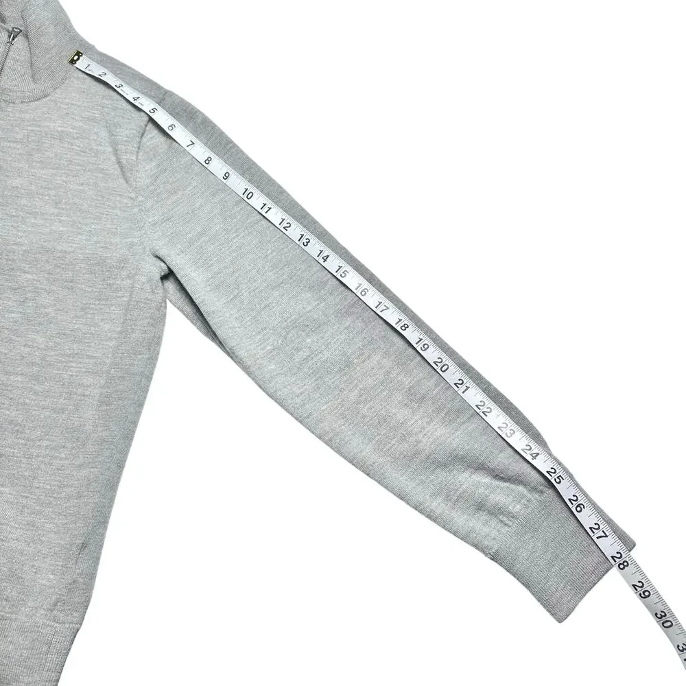 J. Crew | Men | 100% Merino Wool Gray Quarter Zip Pullover Sweater | Large